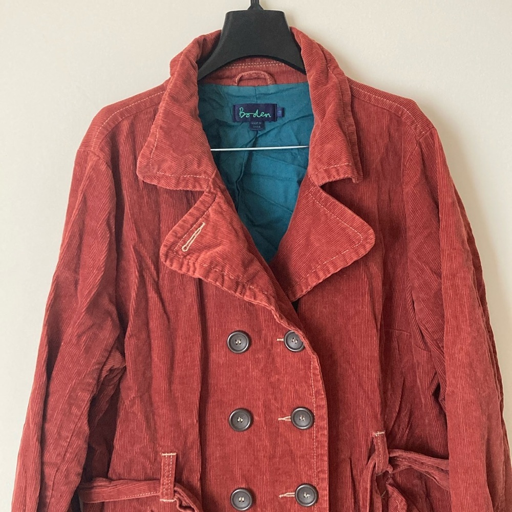 BODEN | Rust Corduroy Trench Coat - Picture 3 of 16